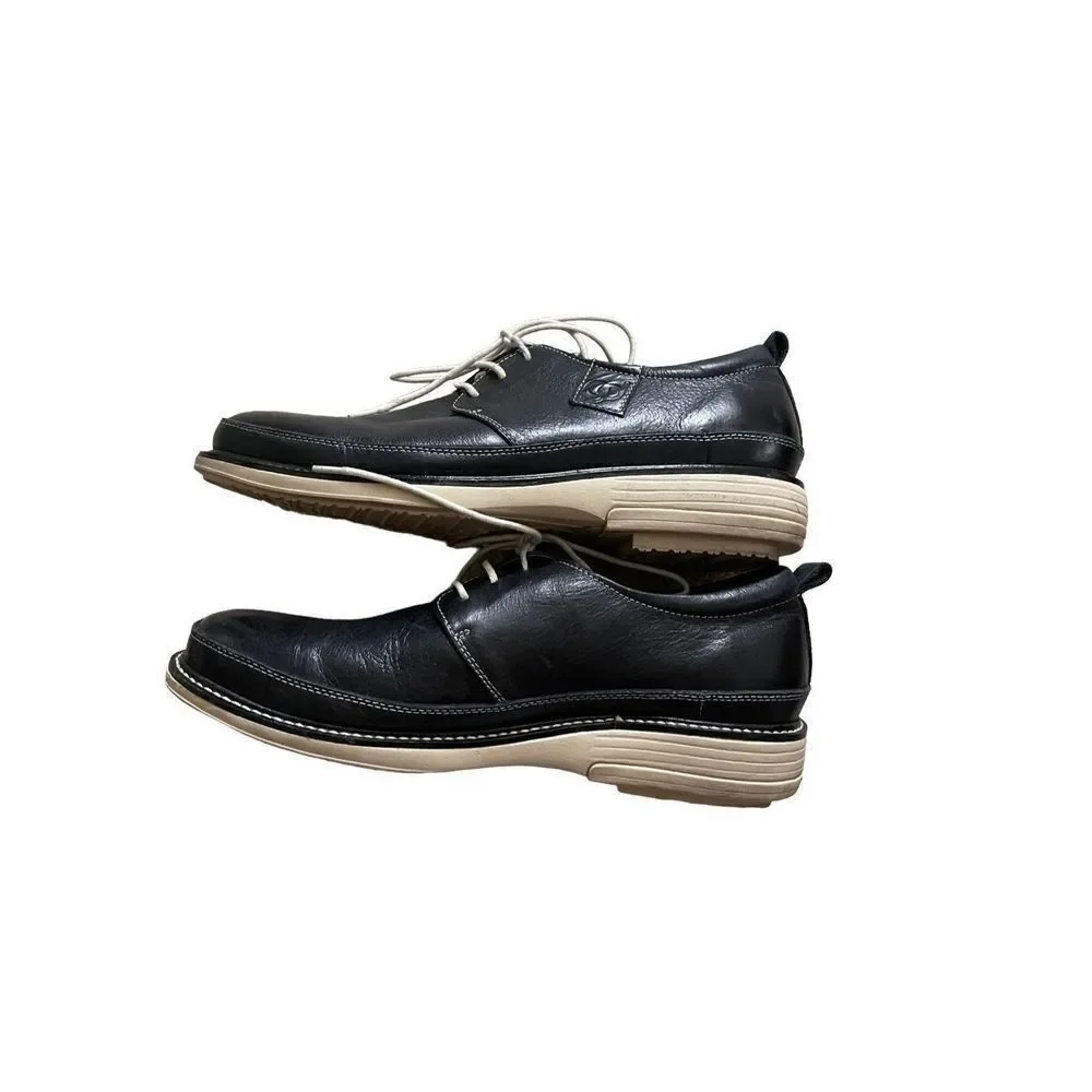 Gravity Defyer Mens Black Oxford Lace Up Leather Round Toe Casual Shoes Size 9.5